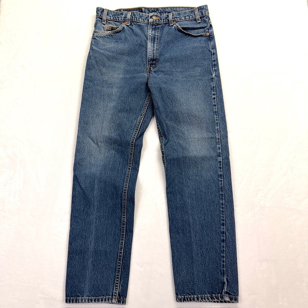 Vintage Levis 505 Orange Tab Jeans Mens 36 Made in USA Blue Batwing Straight 90s